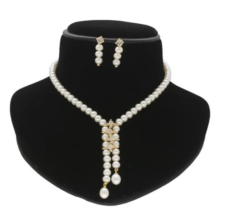 Freshwater Pearl Diamond Bridal Necklace & Earrings Sets 14k Yellow Gold Plated
