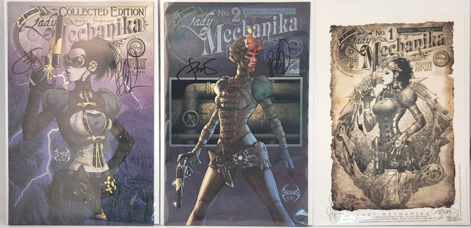 Lady Mechanika 1 2 Collected 0-1 Signed Joe Benitez Steigerwald SDCC Print COA Lady Mechanika 1 2 Collected 0-1 Signed Joe Benitez Steigerwald SDCC Print COA