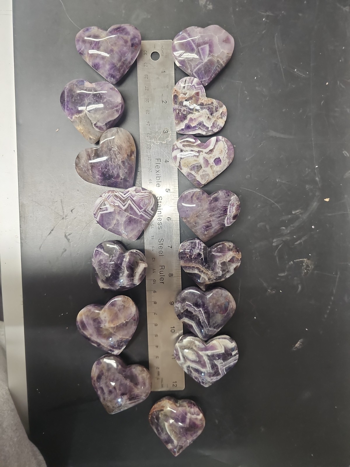 Wholesale Lot 15 pcs Dreamy Chevron Amethyst Heart 2x2 inch Puffy Crystal Party