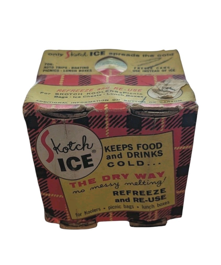 4 Pk Vintage SKOTCH Brand SKOTCH ICE Freeze Again Tins Red Plaid Hamilton 