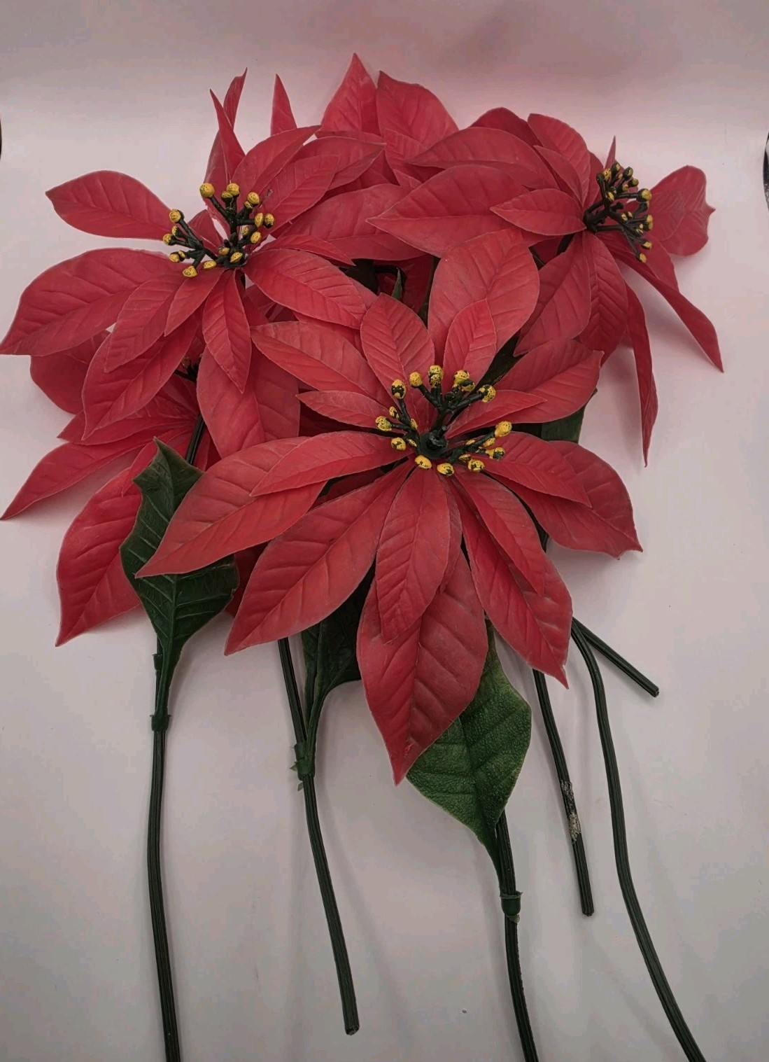 Lot - 6 Large Vintage MCM Plastic Poinsettia Holiday Decor DIY Craft Cottagecore Lot - 6 Large Vintage MCM Plastic Poinsettia Holiday Decor DIY Craft Cottagecore