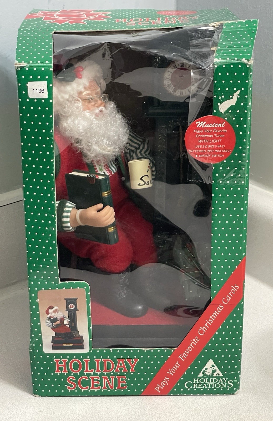 Vintage 1993 Holiday Creations Holiday Scene Santa Clause Musical COMPLETE