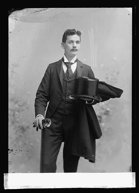 Photo:A.E. Pyles Portrait Man in Suit Top Hat Cane 1891-1894