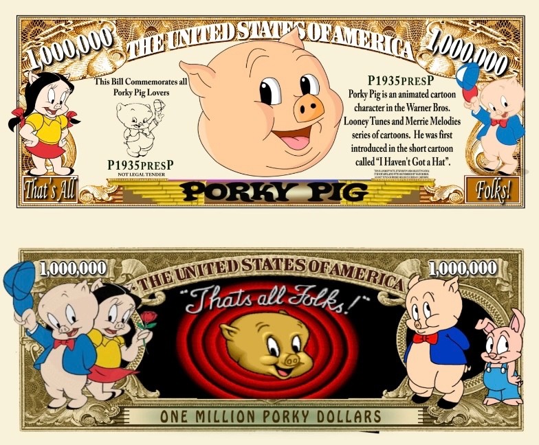 100 Pack Porky Pig Dollar Bill Looney Tunes That\'s All Folks Collectible Money 100 Pack Porky Pig Dollar Bill Looney Tunes That\'s All Folks Collectible Money