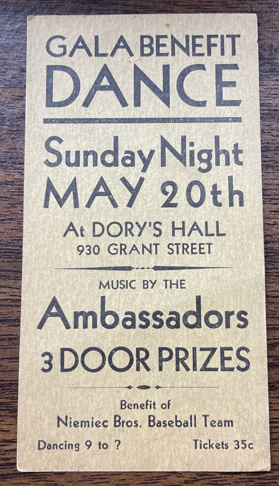 RARE Antique 1920\'s Buffalo Gala Dance Ticket Niemiec Brothers Coal Ice Carting