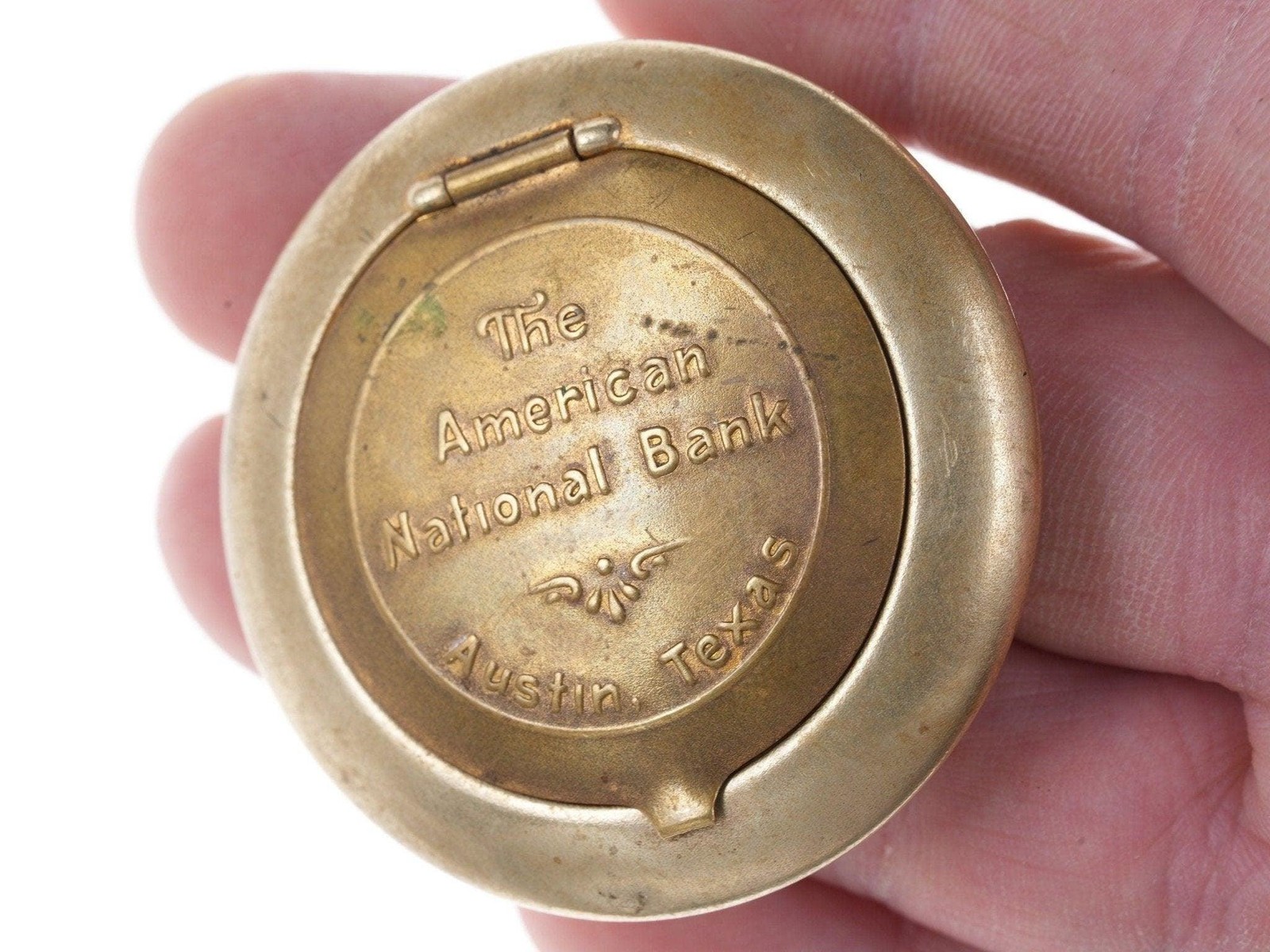 Antique Austin Texas American National bank Compact/pill box