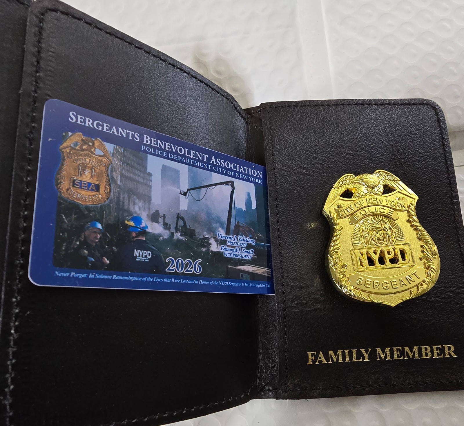 NYPD Sergeant Family Member Wallet With Mini Badge Replica And A PBA Card 2026.