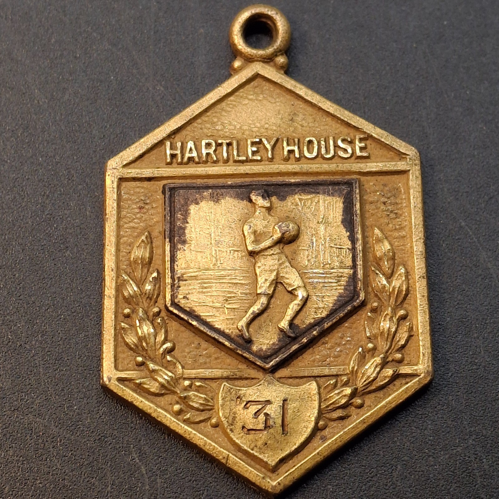 Hartley House NY 1931 Basketball Bronze Award Medal  Pendant Vintage