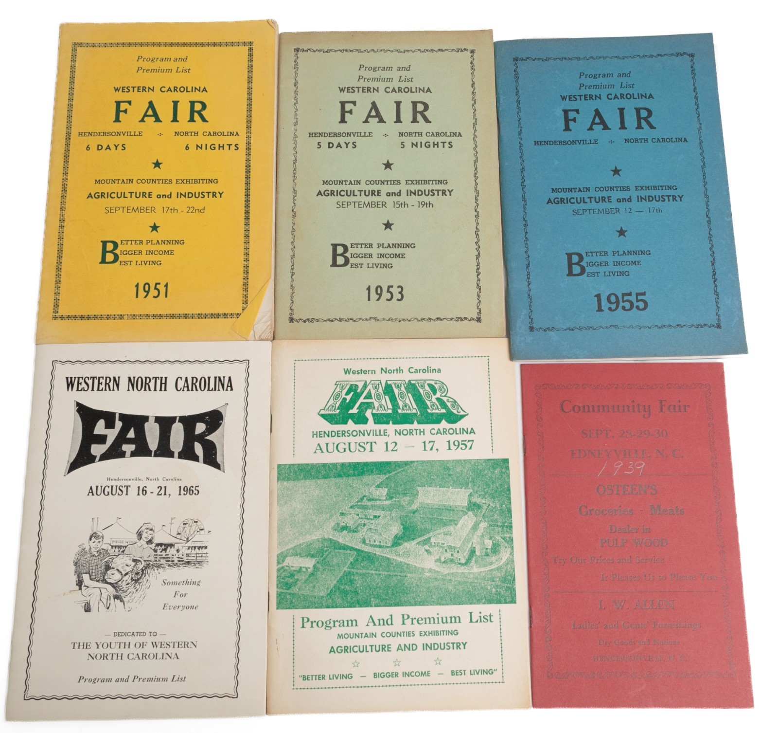 Vintage 1950s-1960s Western NC State Fair Guide Books 1930s Edneyville Fair Vintage 1950s-1960s Western NC State Fair Guide Books 1930s Edneyville Fair