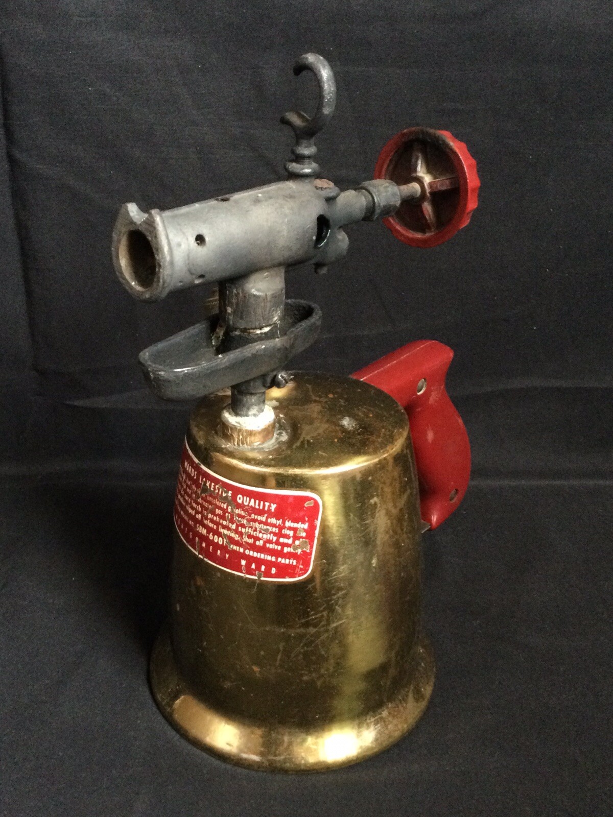 VINTAGE ANTIQUE GAS TORCH  Untested brass Montgomery Ward lakeside