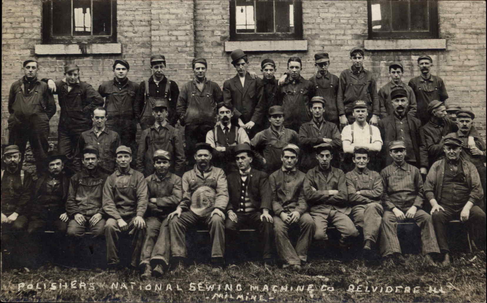Belvidere IL Polishers National Sewing Machine Co Employees Labor c1910 RPPC