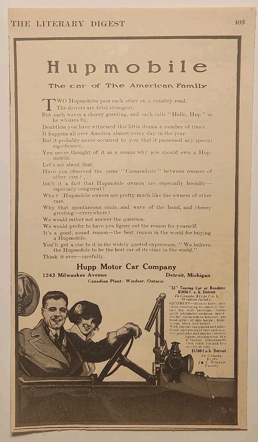 1914 Hupp Motor Car Co Hupmobile Original Print Ad Ephemera 1900s Detroit MI