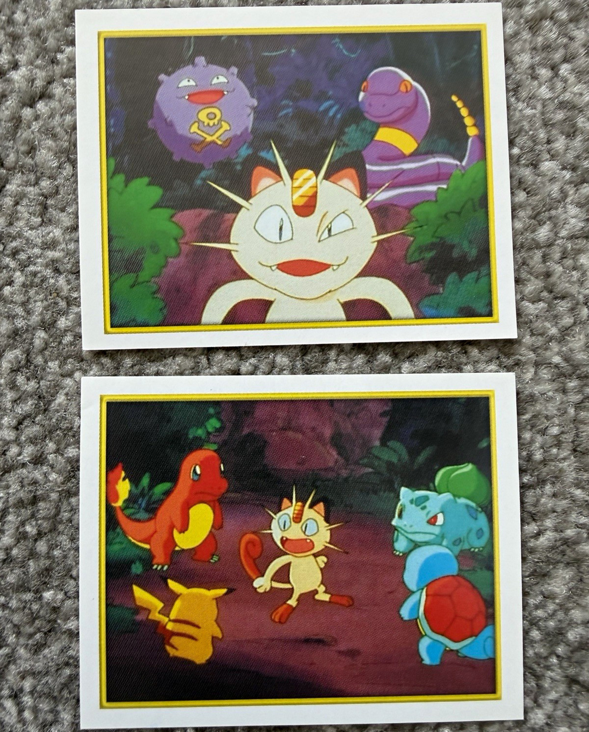 Pokémon Merlin Collections Stickers 132/133 Meowth Koffing Ekans 2000 English