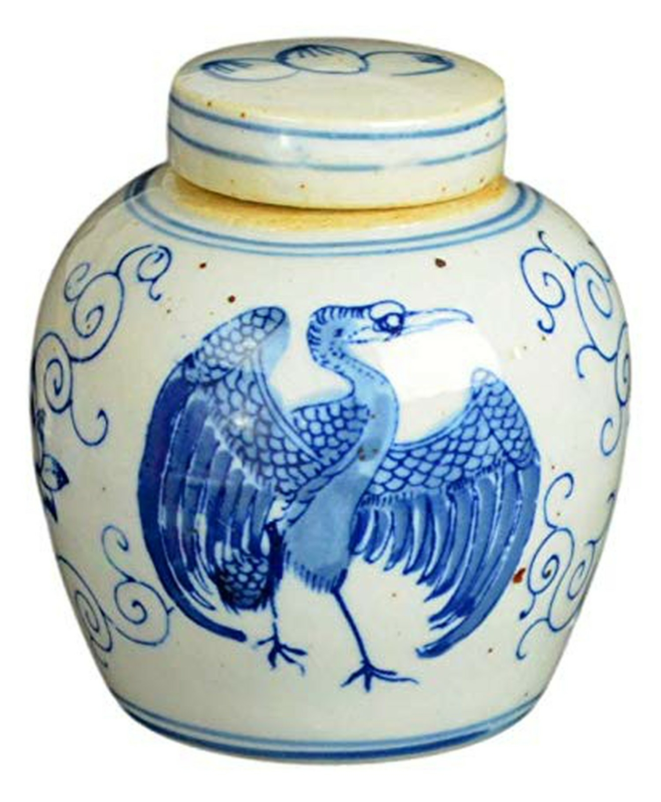 Festcool Antique Style Blue and White Porcelain Ceramic Covered Jar Vase, Chi...