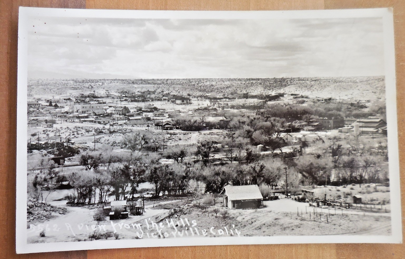 Victorville California Birds Eye View from the Hills Real Photo Postcard RPPC