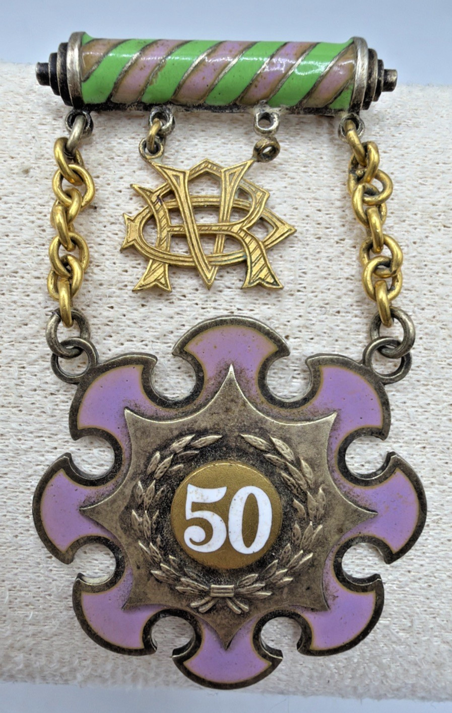 Vintage 1943 Odd Fellows IOOF Daughters of Rebekah 50 Year Medal - STERLING