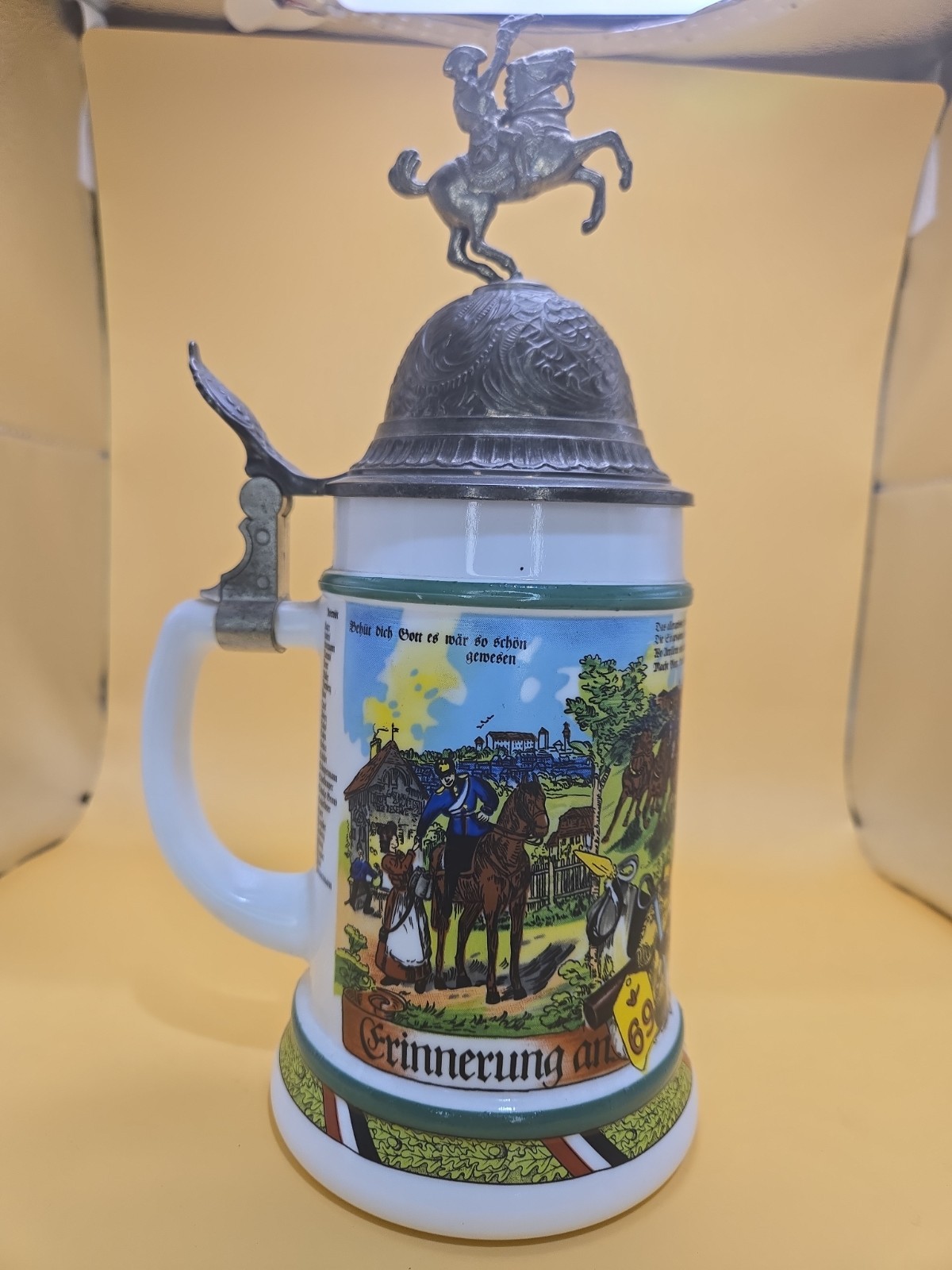 VTG Original BMF German Beer Stein Mug & Horse Figurine with Lid 0.5 L