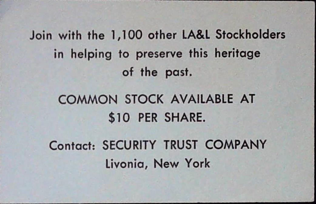 Livonia Avon Lakeville Railroad LA&L NY Stock Share Ad Security Trust Livonia NY