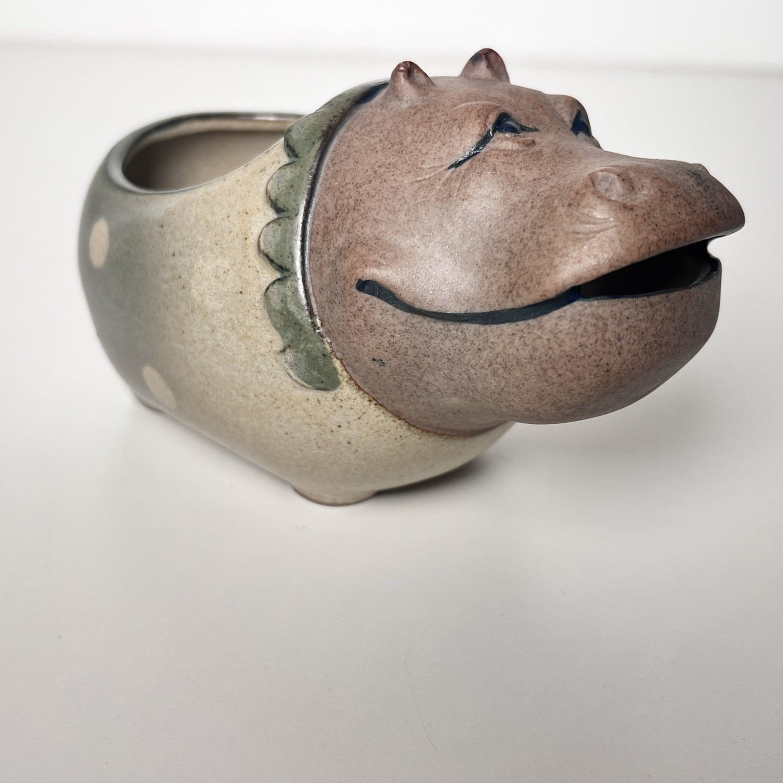 Vintage UCTCI Japan Ceramic Hippo Planter Whimsical Hippopotamus Pottery MCM