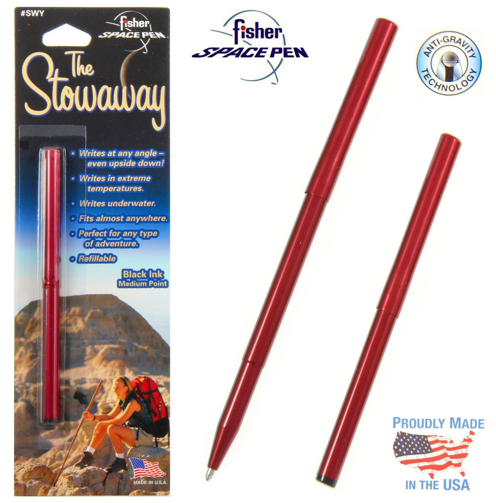 Fisher Space Pen #SWY-RED / Red Stowaway Pen 