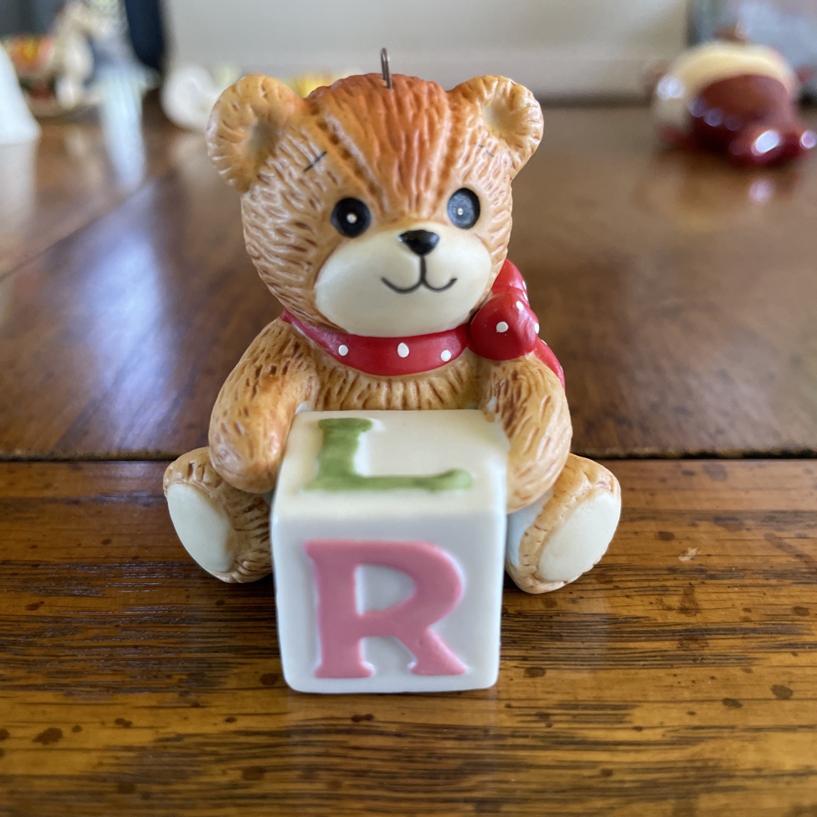 Lucy & Me Christmas Bear Ornament With LR Block Enesco Lucy Rigg Vintage 1982