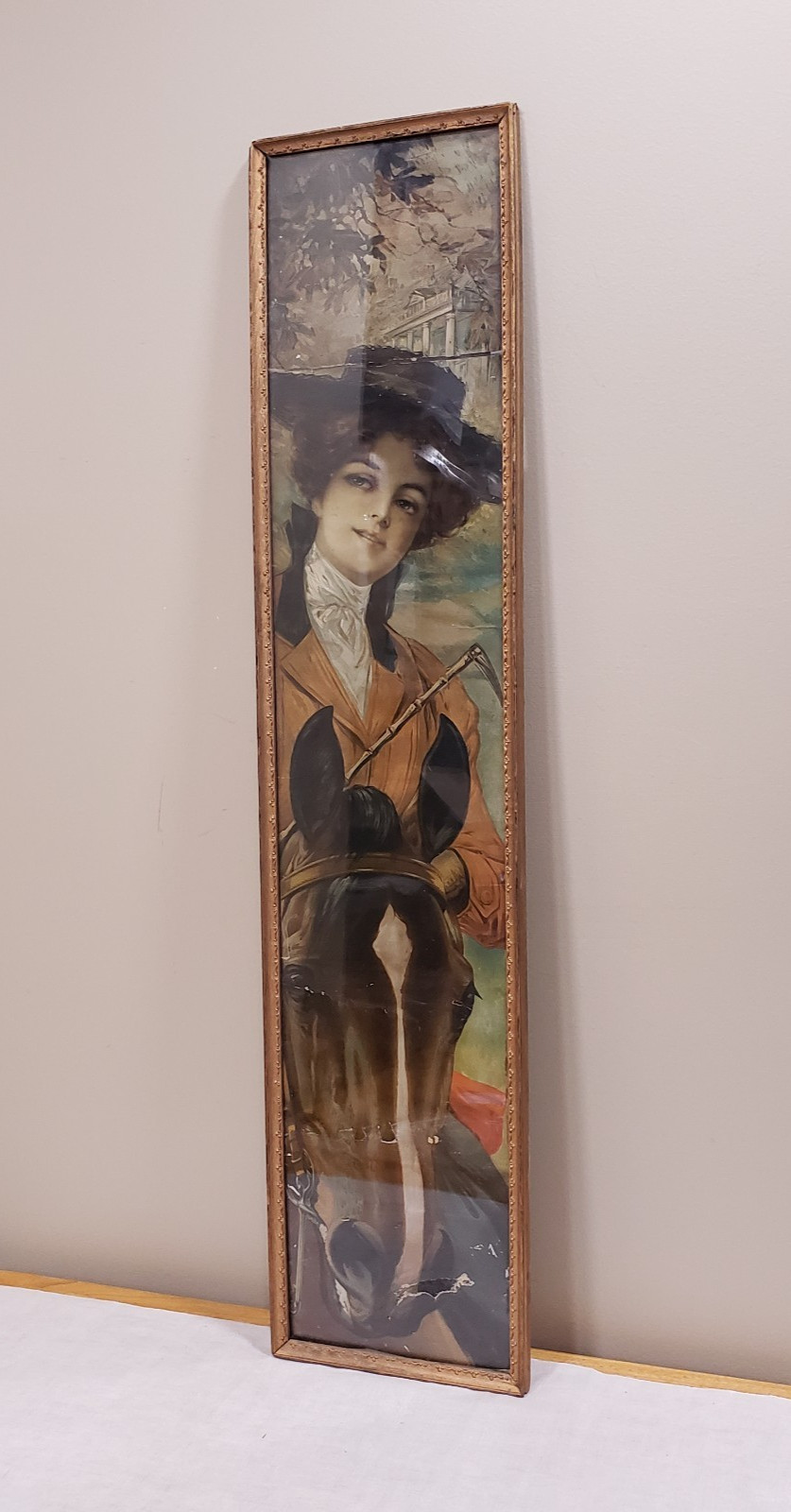 Antique Gibson Girl Equestrian Print Pabst Extract 1912 Calendar Art Nouveau