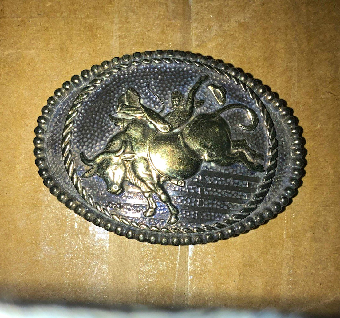 Silversmith Collection Handmade Western Americana Rodeo Bull Rider Oval Buckle