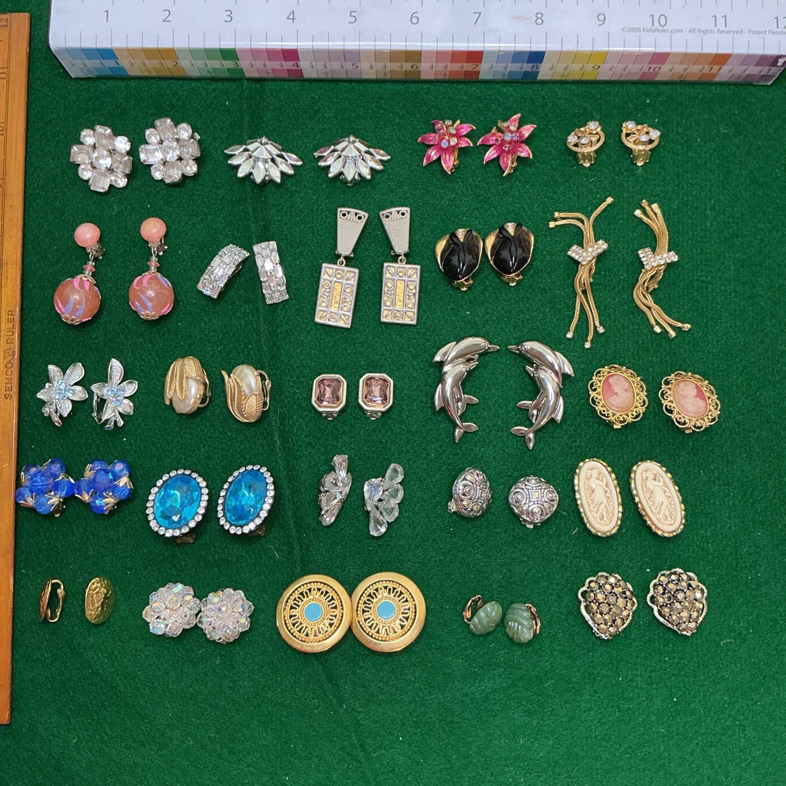 Vintage Clip on Earrings Lot 24 pair Weiss Kramer LC Sarah Coventry KJL Coro MMA