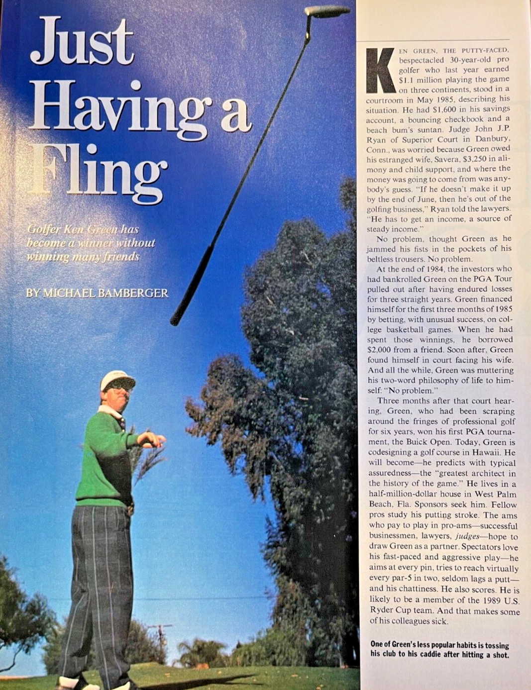 1989 Golfer Ken Green illustrated 1989 Golfer Ken Green illustrated