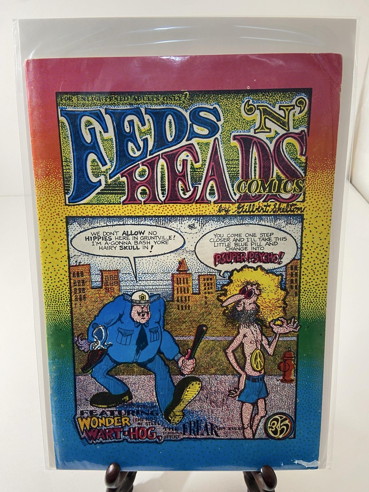 Vintage 1968 Print Mint Feds 'N' Heads #1 Comic Book 35¢ Wonder Wart-Hog Comix