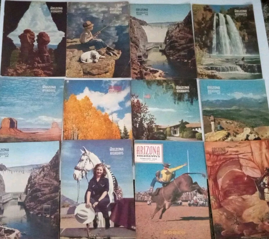 Arizona Highways Lot of 12 Hoover Dam Pueblos Canyons Beautiful Landscapes 1940s
