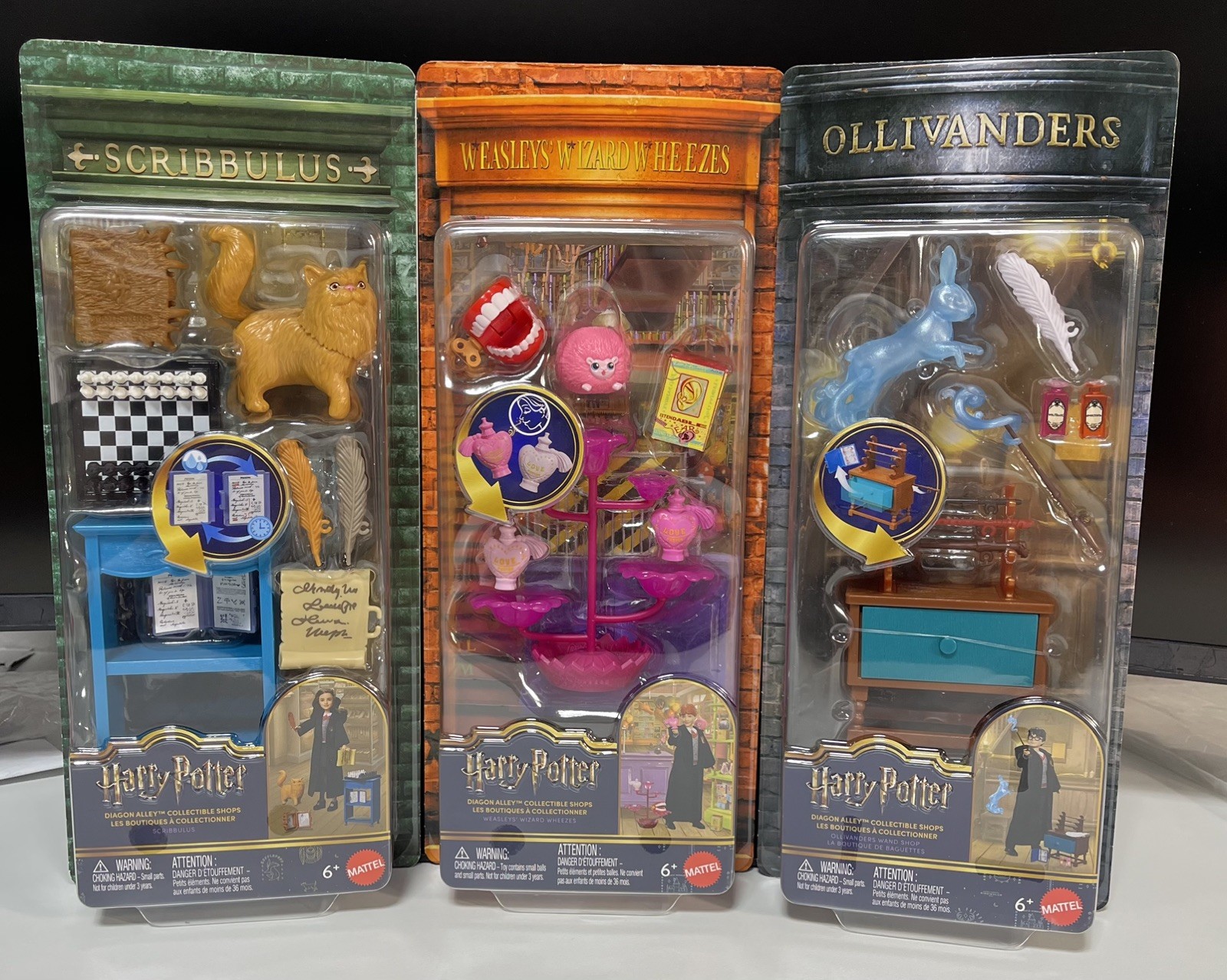 Harry Potter Diagon Alley Collectible Shops Set of 3 Mattel NIB LOT of 3 - READ