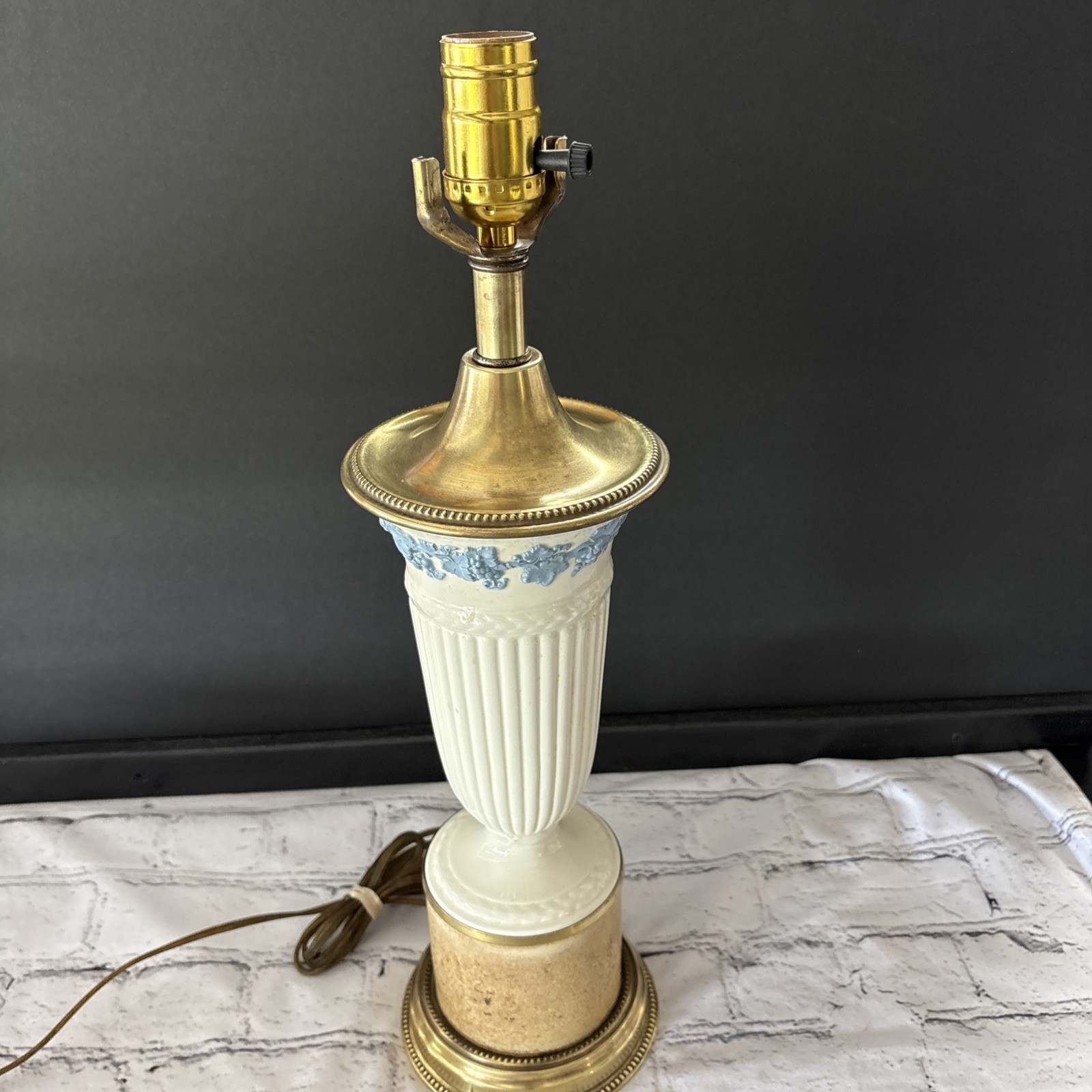 Vintage 1950’s Wedgwood Queensware White/Blue Grapevine Pattern Table Lamp Vintage 1950’s Wedgwood Queensware White/Blue Grapevine Pattern Table Lamp