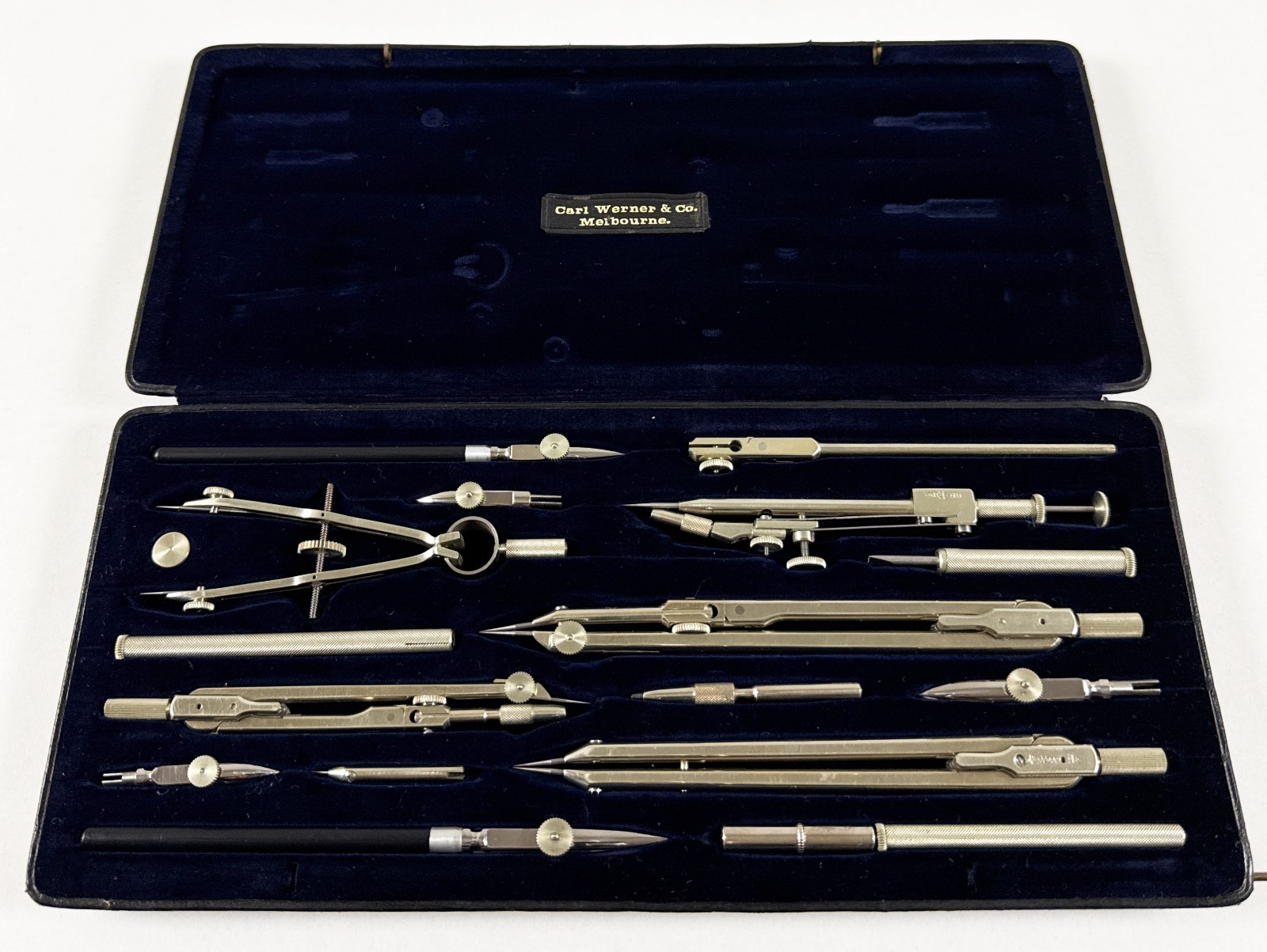 Early 1900s E.O. Richter & Co Pracision IX.P Complete Pristine Drafting Tool Set