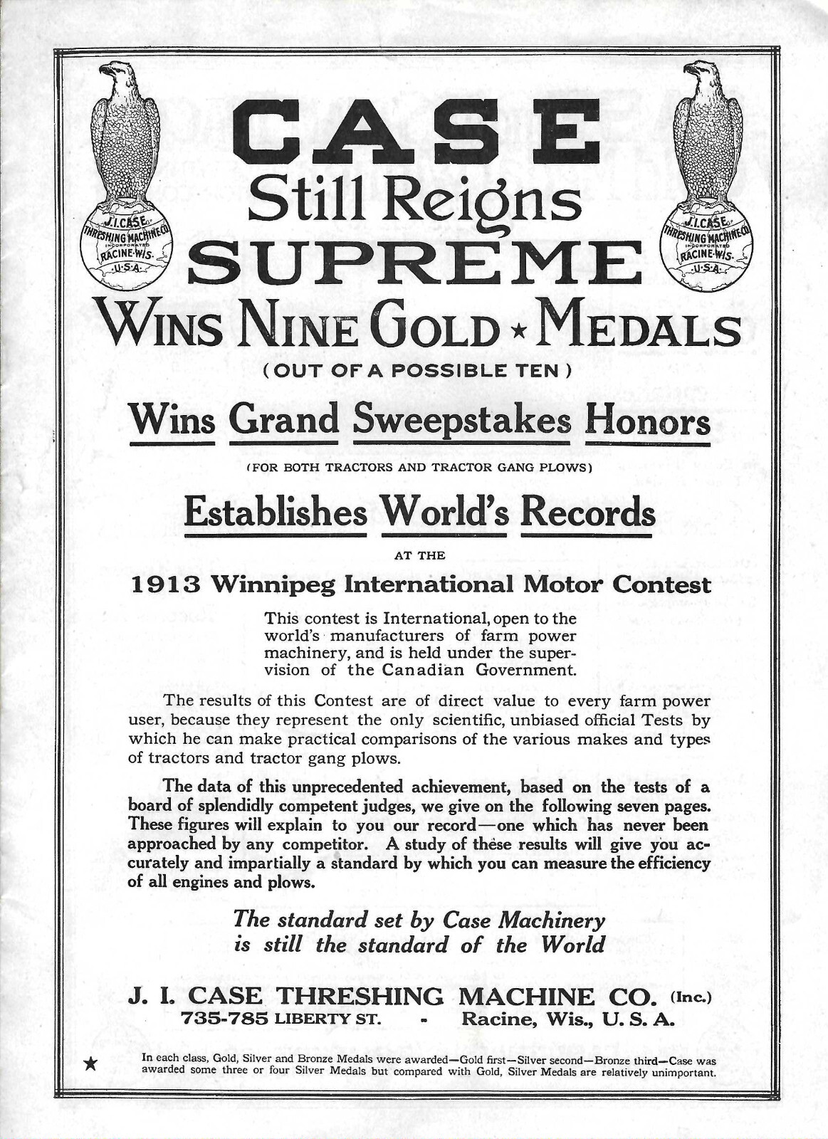 ORIGINAL 1913 J I CASE TRACTOR ADVERTISING BROCHURE/BOOKLET 25-110HP STEAM JI
