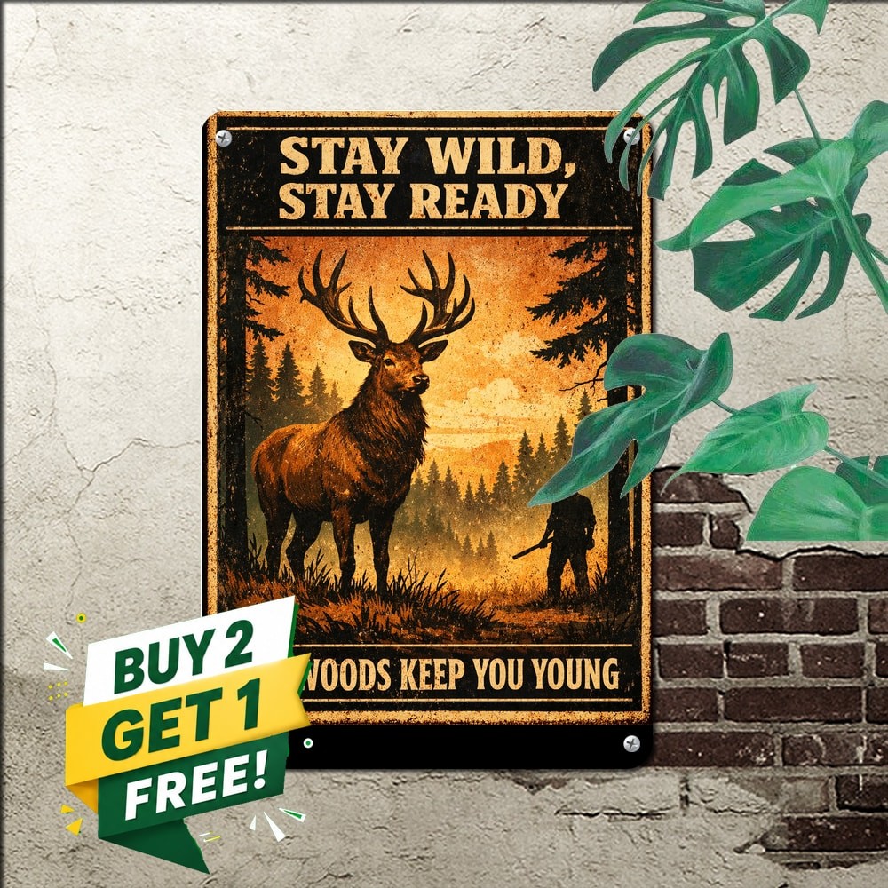 Deer Hunting Slogan Sign Vintage Hunter Never Get Old Metal Plaque 8x12