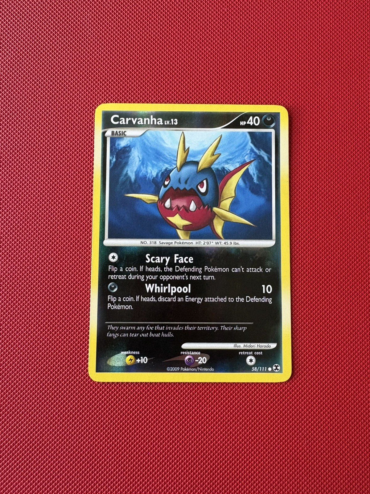 Pokemon Carvanha Reverse Holo Rising Rivals 58/111 2009 MP