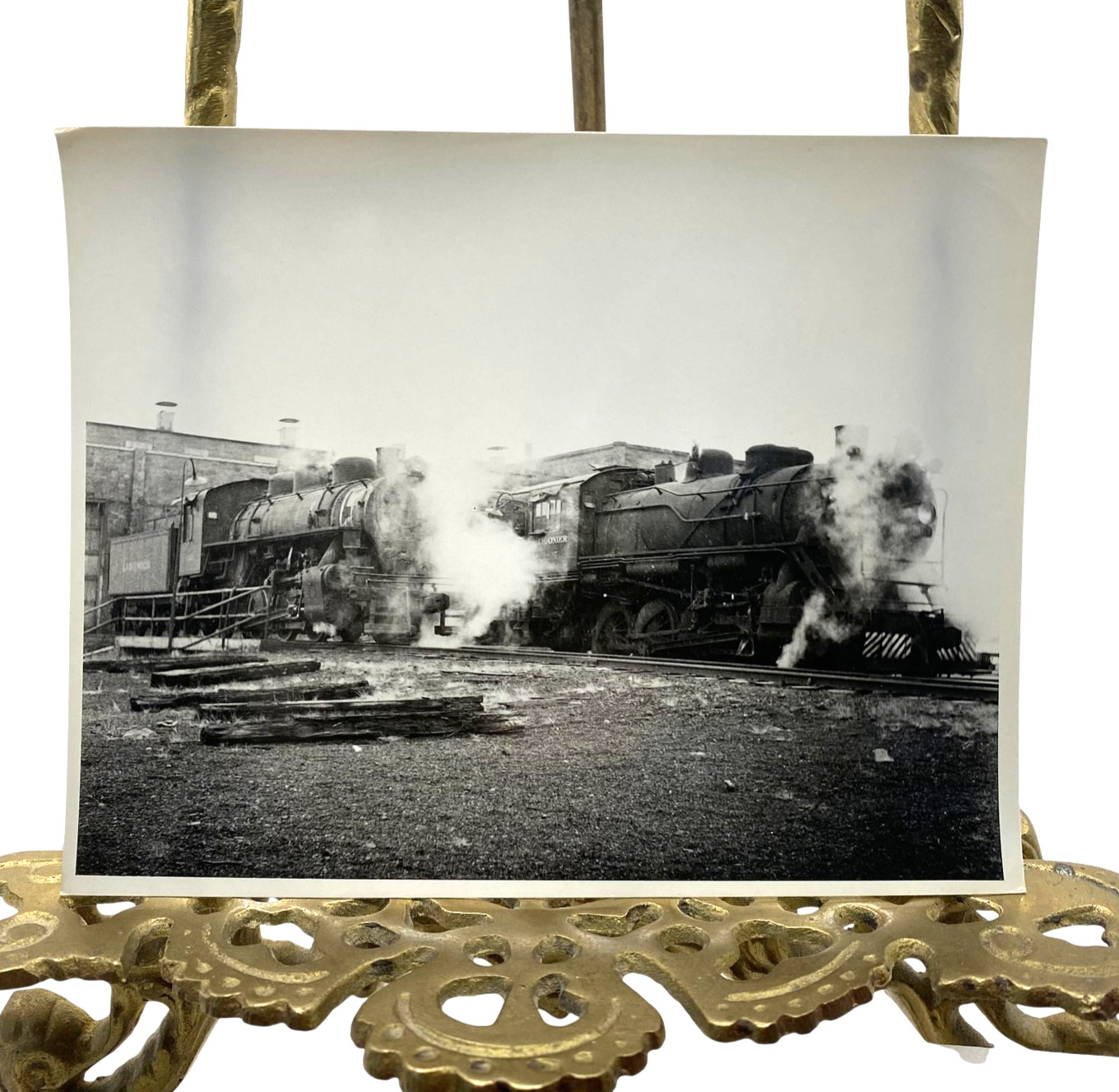 Vintage Ligonier Railroad Steam Locomotives Yard Photo 4x5 B&W Gelatin Orig
