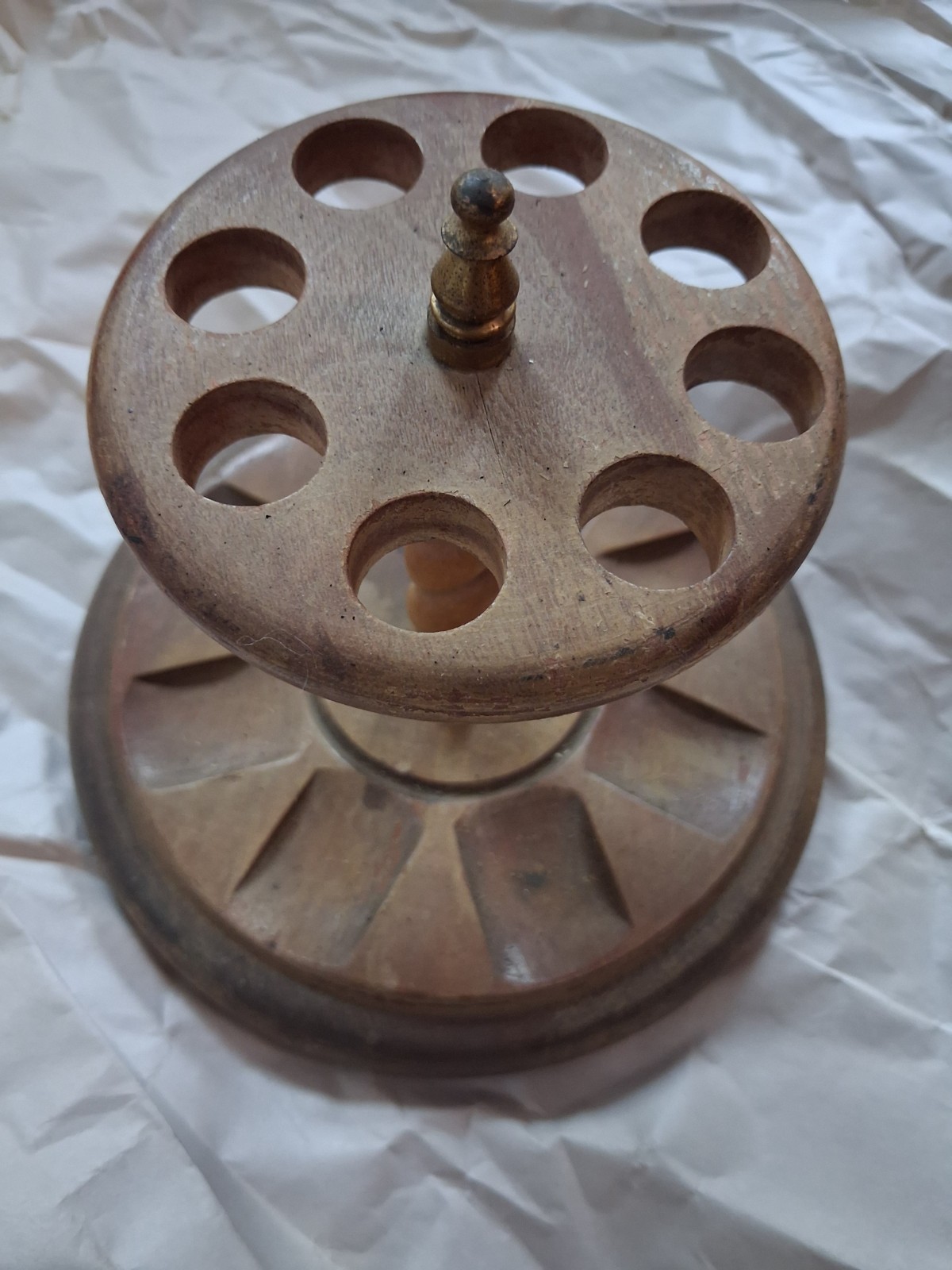Decc Decatur Walnut Tobacco Pipe Stand Rack Turntable 8 Pipe