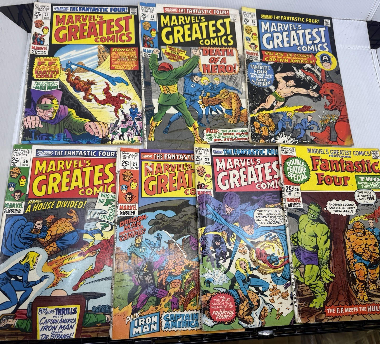 7 Silver age marvel’s greatest Comics/fantastic four lot 23 -29 , Nice Books