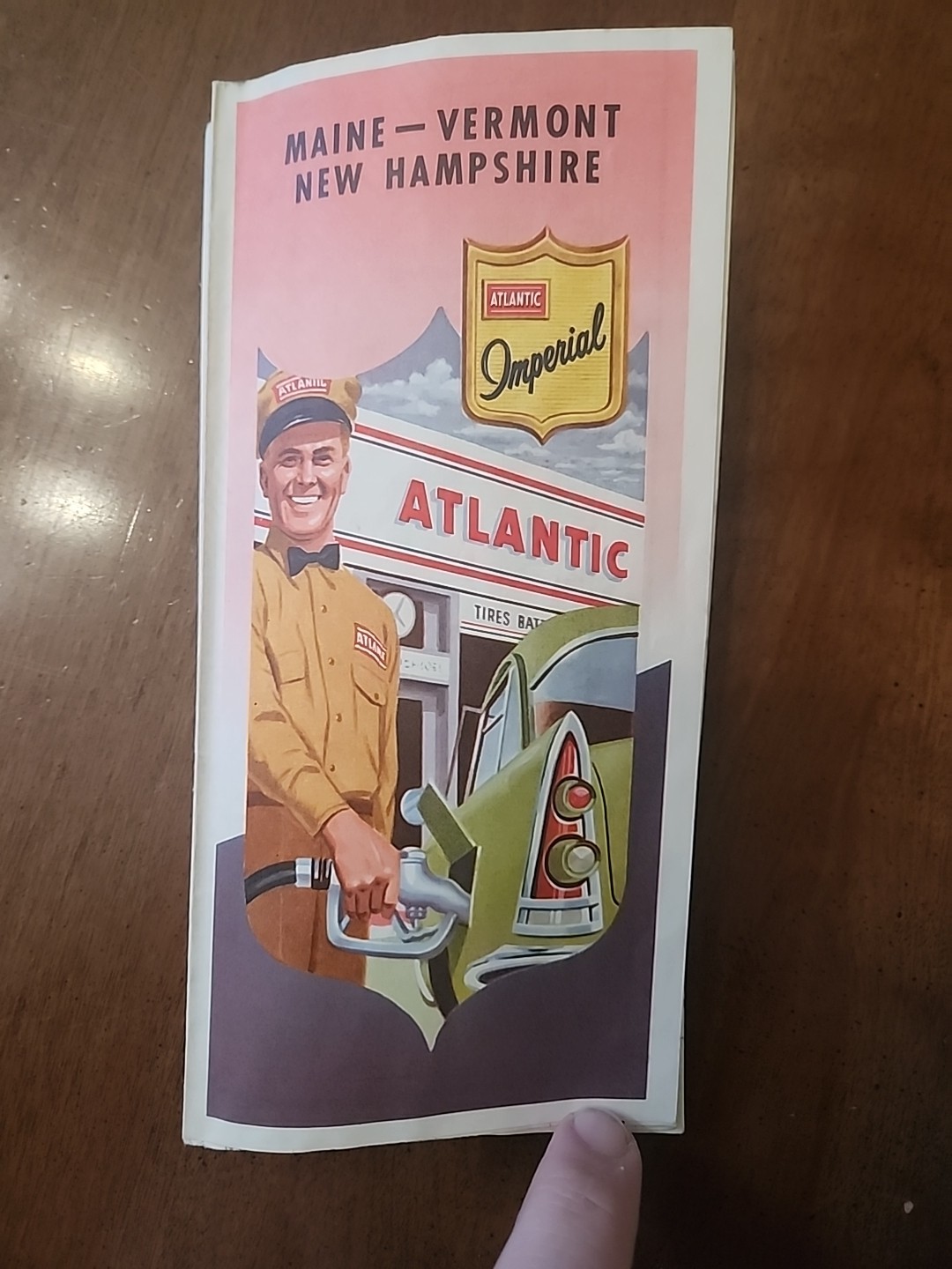 1956 Atlantic Road Map Maine Vermont New Hampshire • Early I‑95 • 1957 Hurricane