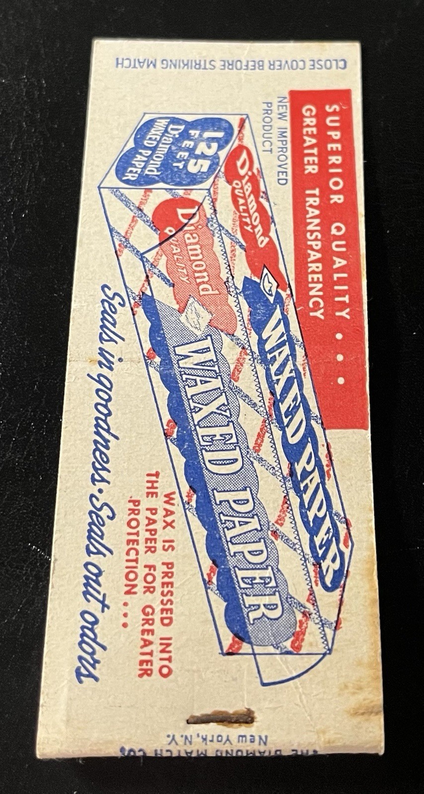 Diamond Waxed Paper Matchbook Cover- Advertising - No Matches c1930s-1940s