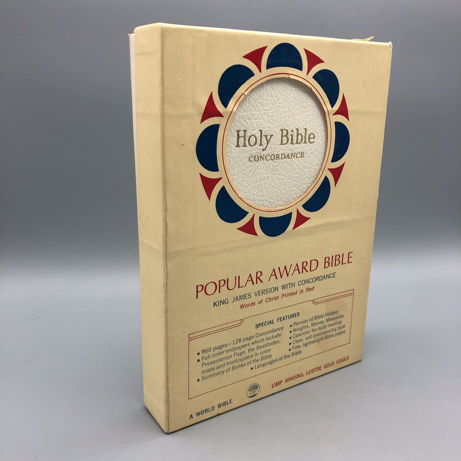 Vintage Bible King James Version KJV Popular Award White in Box