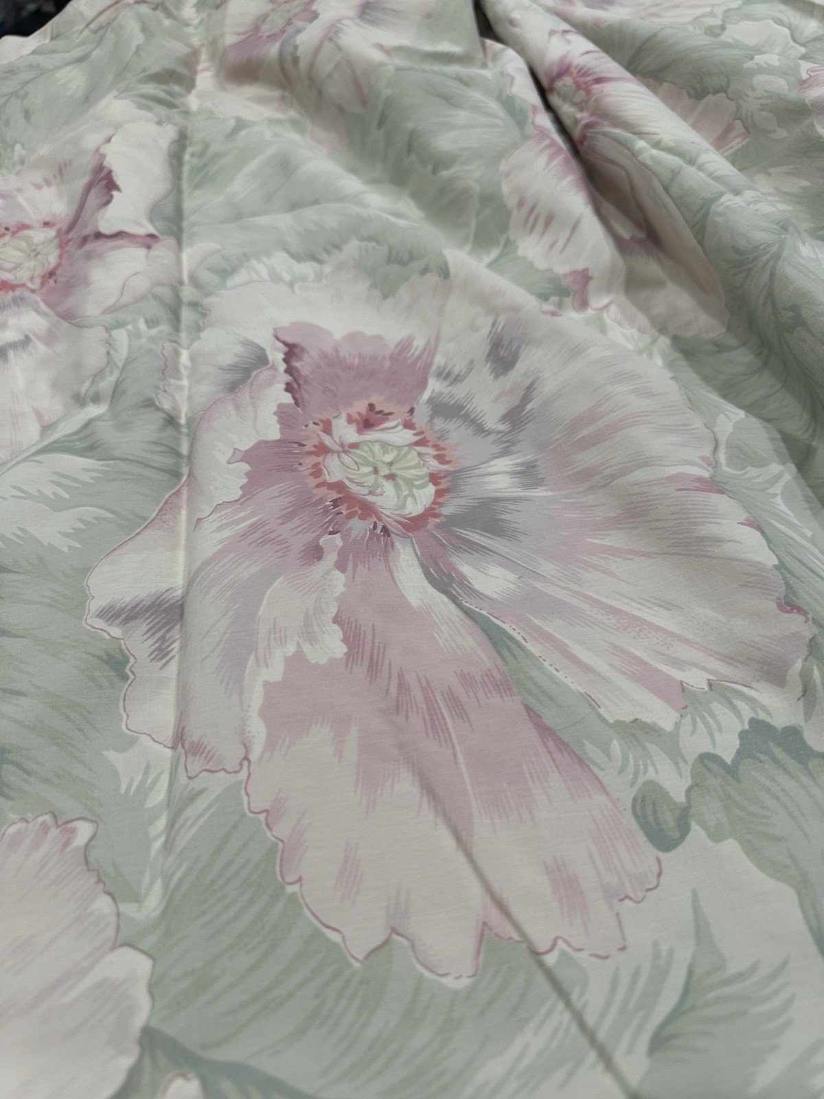 Atelier Martex BEAU RIVAGE Pink Floral On  Queen Flat Sheet Percale 100% Cotton