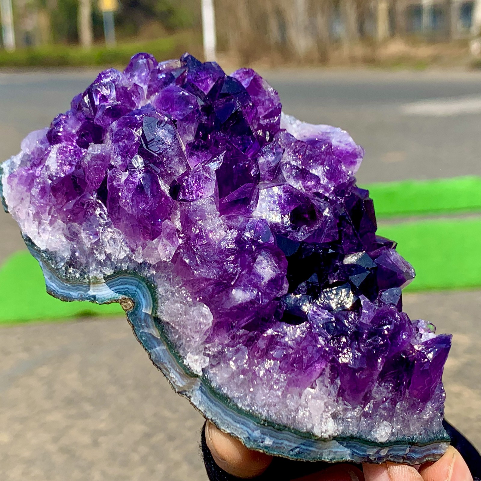 351G Natural Amethyst geode quartz cluster crystal specimen Healing