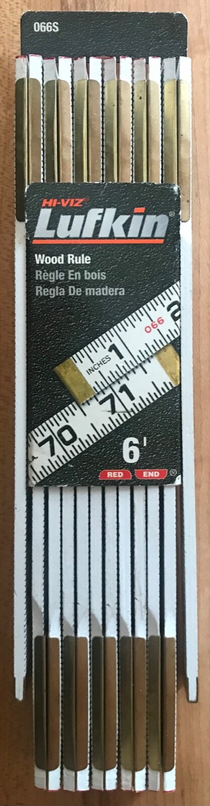 NEW Lufkin 6\' Red End Wood Folding Rule Brass Slide USA