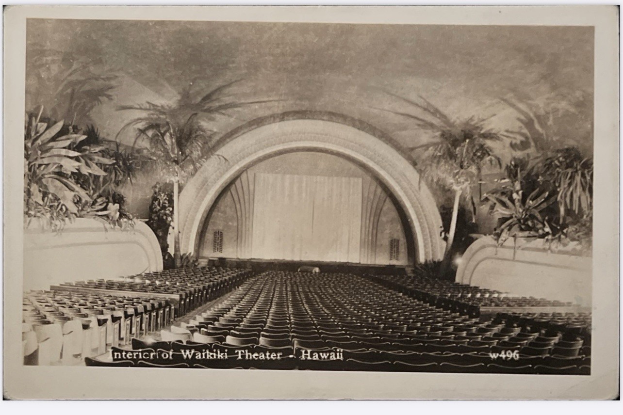Honolulu HI-Hawaii Interior Of Waikiki Theater, Vintage Postcard RPPC