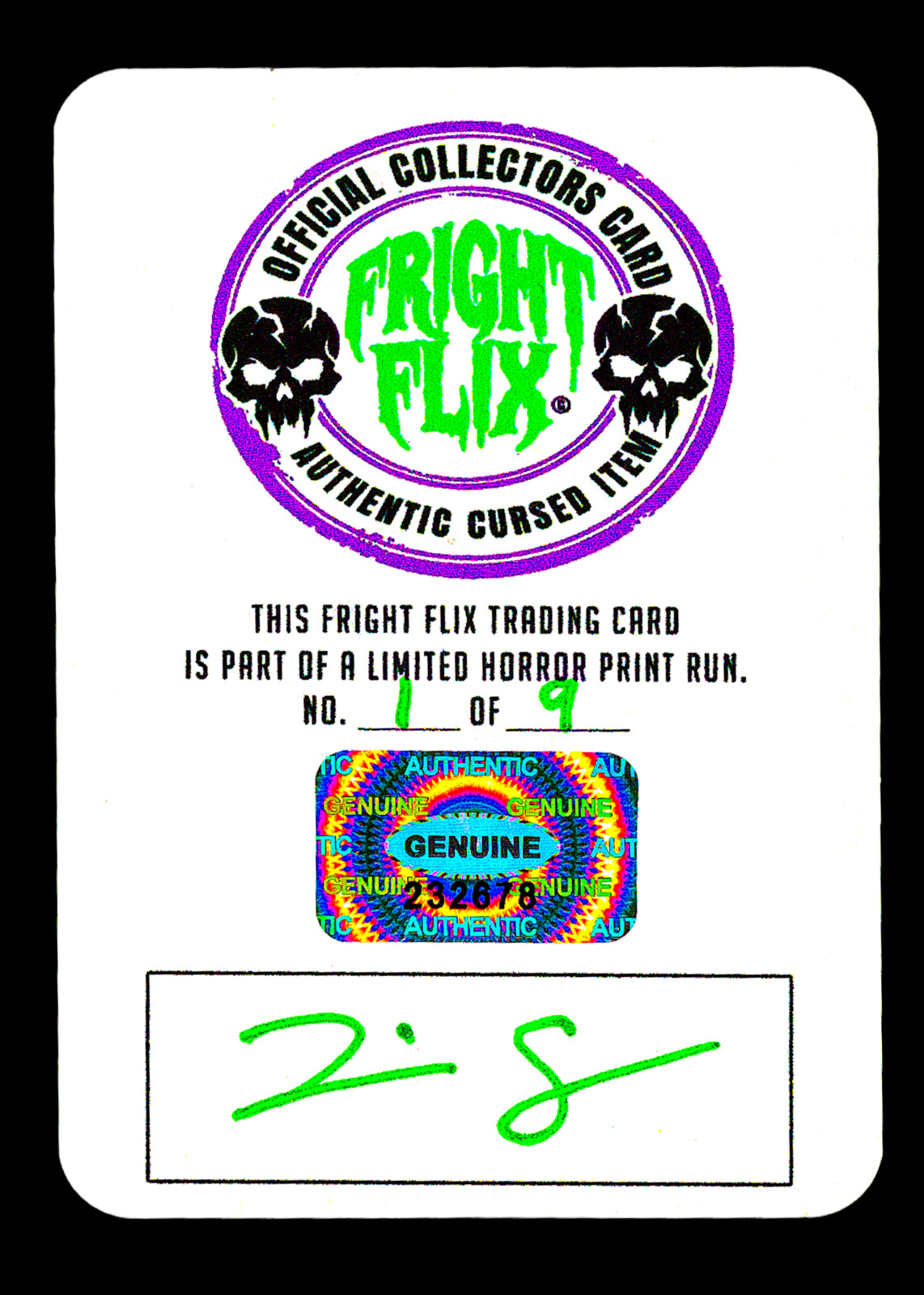 Fright Flix - Evil Ed *UNDEAD* Holo Trading Card Fan Made Print *MINT* Signed