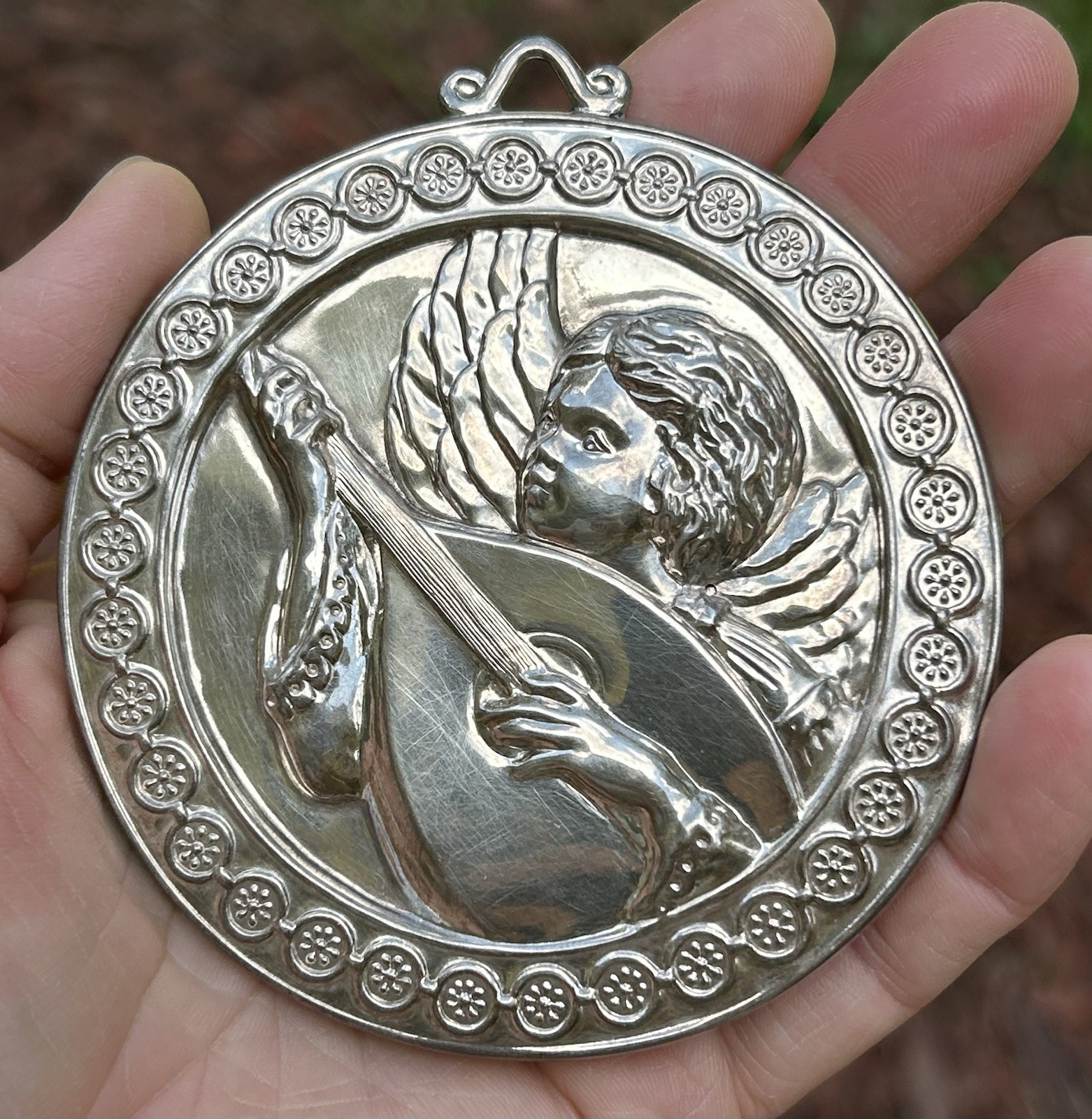 1993 Gorham Archive Collection, “Angel With Mandolin” Sterling Ornament