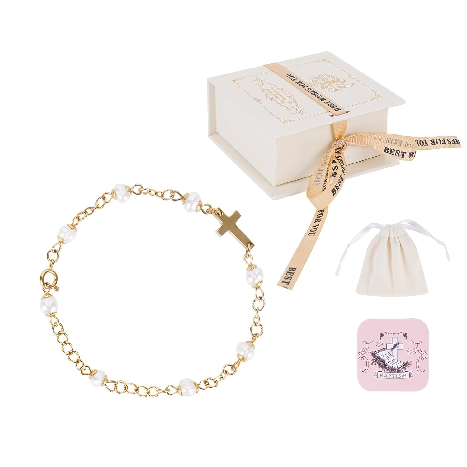 Baby Baptism Bracelet with Cross - Gifts Golden Gift Baby Baptism Bracelet with Cross - Gifts Golden Gift